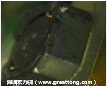 使用銀(Ag)鍍層的電源電感器(Power Inductors)，經(jīng)過推力測試后，零件端點(diǎn)上已經(jīng)看不到任何鍍層的痕跡了，所以其耐推力就比較小。