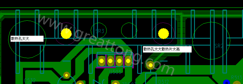 PCB設(shè)計(jì)中，散熱孔散熱片設(shè)計(jì)不當(dāng)，造成很多電源板斷裂