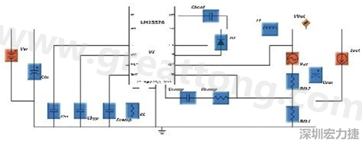 參考圖1的電流通路：把FET在導(dǎo)通狀態(tài)下流經(jīng)的通路標(biāo)記為紅色；把FET在關(guān)斷狀態(tài)下的迴路標(biāo)記為綠色。