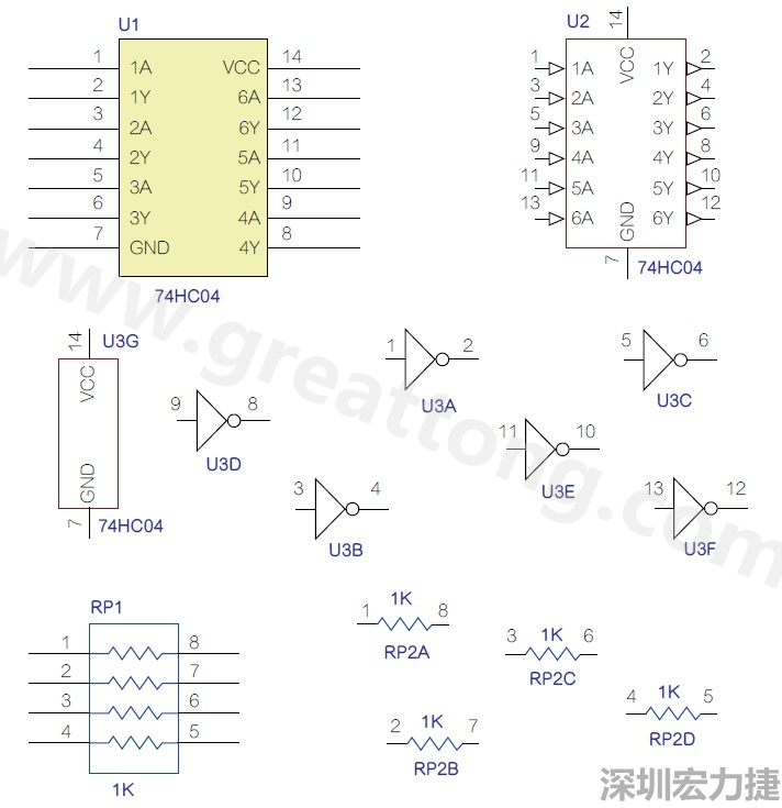 圖1 半導(dǎo)體元件供應(yīng)商所畫的電路圖符號是模擬元件的接腳圖，而非訊號流程。