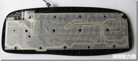 現(xiàn)在的電腦鍵盤拆開被蓋后就只看到一片約5mmx3mm的電路板及兩片取代原本電路板的PTF。