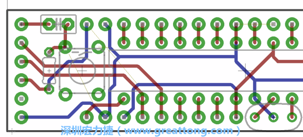 4.2. 然后在電路板的背面進行布線。