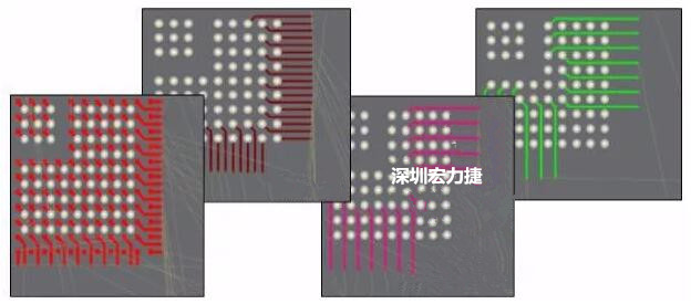 扇出及逃逸時(shí)布線是根據(jù)適用的設(shè)計(jì)規(guī)則來(lái)進(jìn)行的。