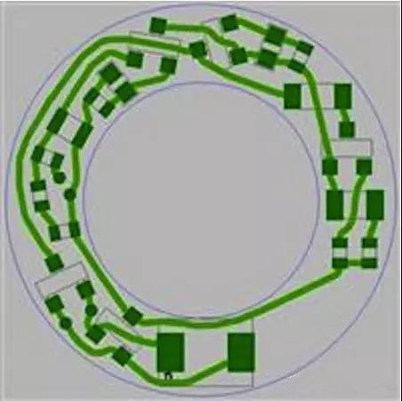 圖6：PCB布線例子：(a)拓?fù)涫阶詣?dòng)布線器(完成了100%導(dǎo)線的布線)；