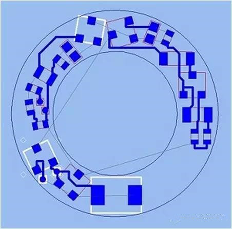 (b)基于最佳形狀的自動(dòng)布線器(完成了56.3%的導(dǎo)線布線)；