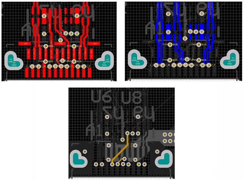 對(duì)SBU，USB2和CC1/2等信號(hào)做以下布線處理